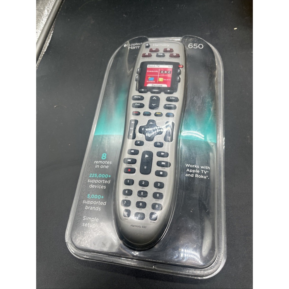 Logitech Harmony 650 Universal Remote Silver Works w/ Roku Apple TV New & Sealed